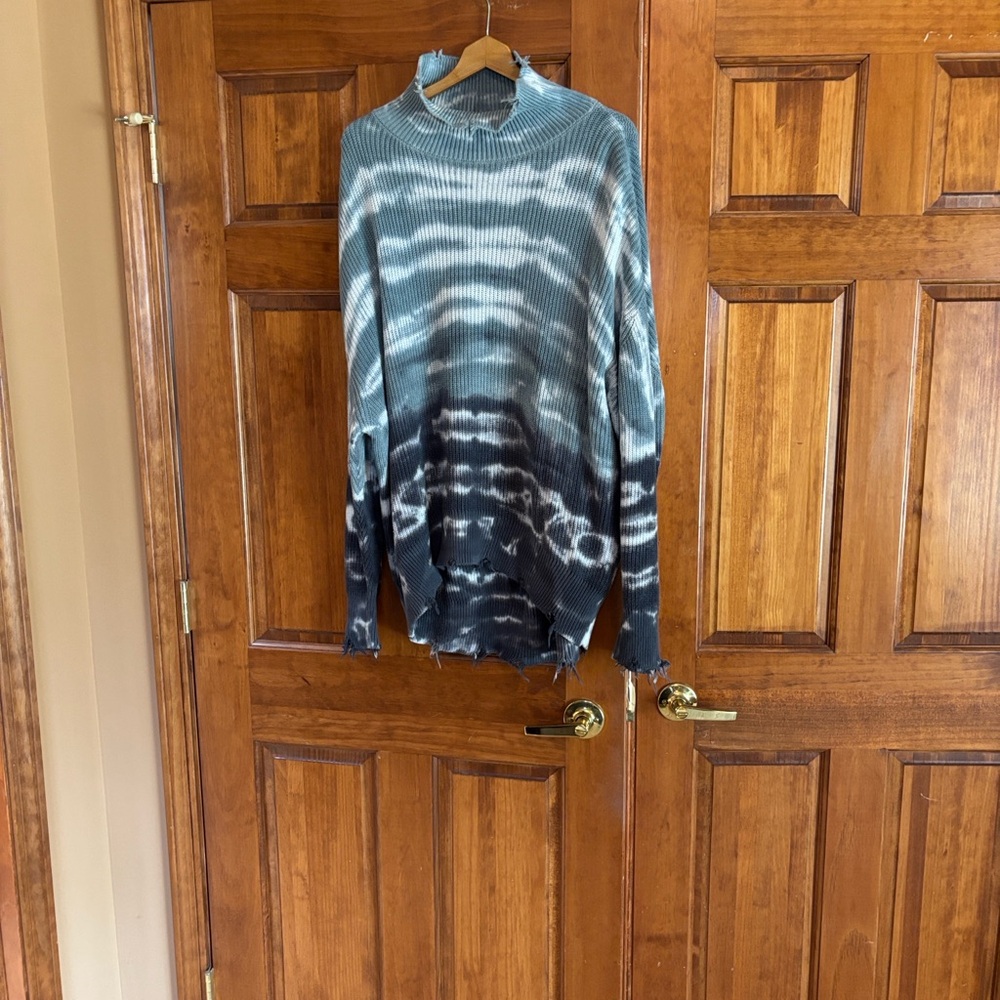 Young Fabulous & Broke Blue and White Turtleneck Sweater